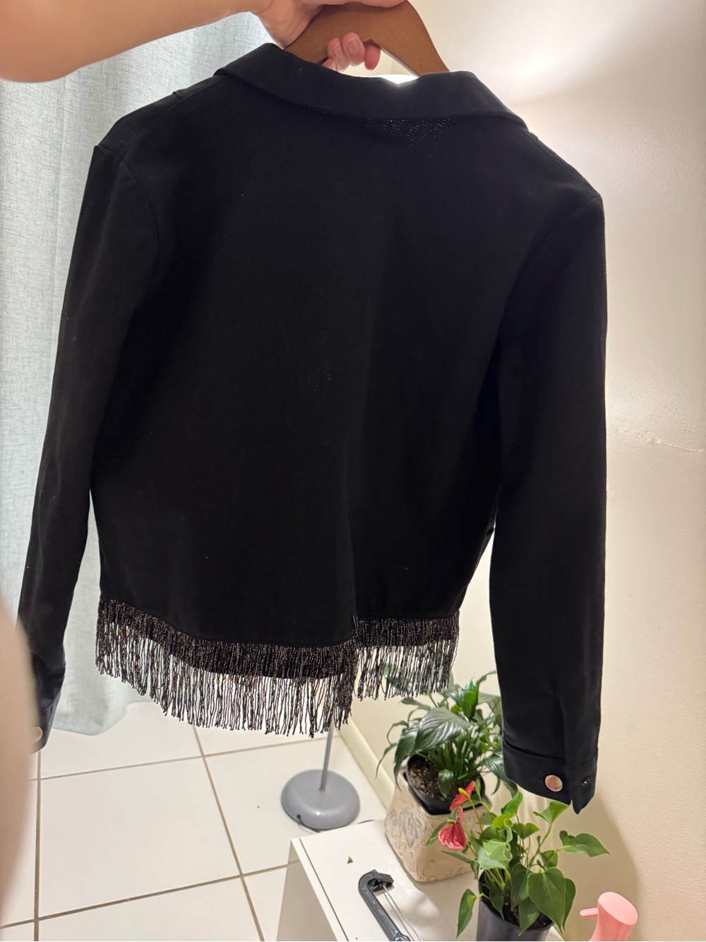 Fringe Hem Jean Jacket in Black by Boundless - Picture 7 of 7
